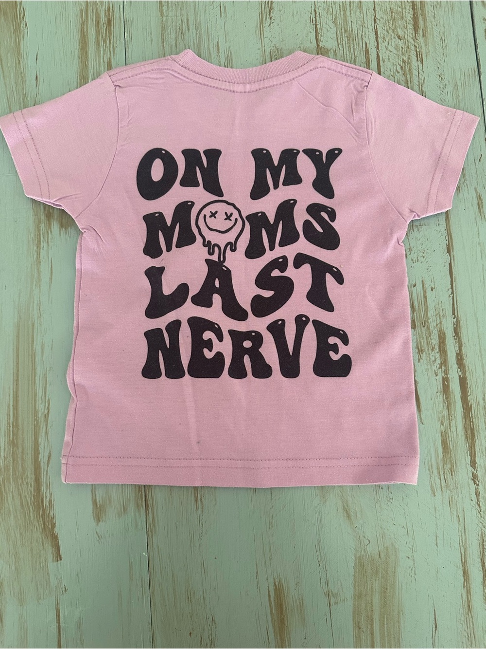 Kids Pink Graphic Tee with Drip Smile